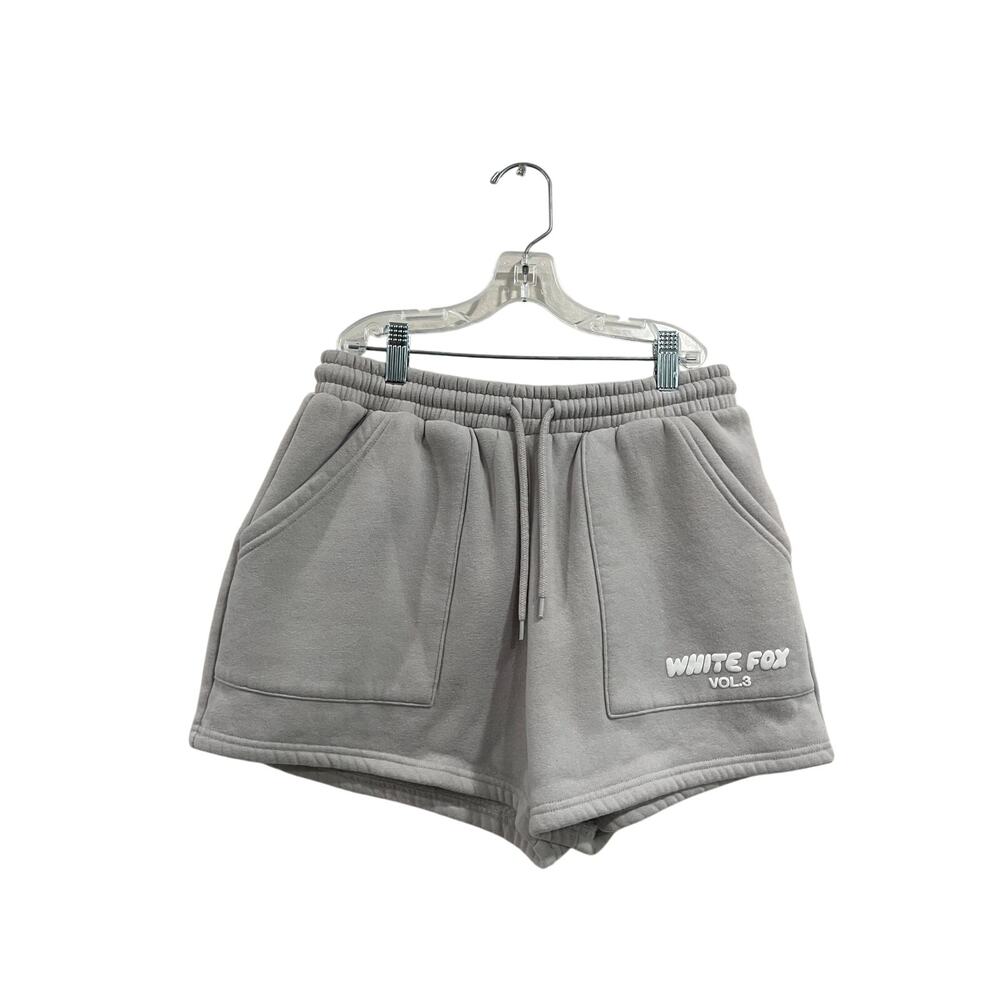 White Fox Gray Sweat Shorts Lounge Athletic Casual Drawstring Sz S